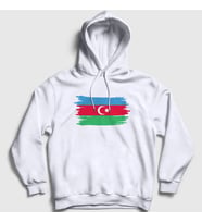 Presmono Unisex Beyaz Bayrak Flag Azerbaycan Azerbaijan Kapüşonlu Sweatshirt 536523tt (Beyaz)