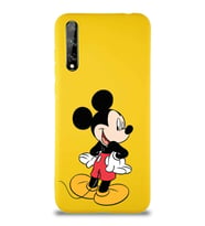 Huawei P Smart S Soft Premier Kapak Mickey Mouse-D Tasarımlı Silikon Kılıf - Sarı (Şeffaf)