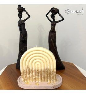 Doğal Soya Wax Altın Varaklı Gökkuşağı Mum (Krem)