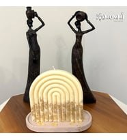 Doğal Soya Wax Altın Varaklı Gökkuşağı Mum (Krem)