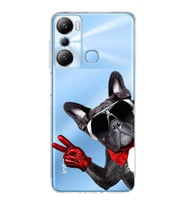 PrintiFy İnfinix Hot 20i ile Uyumlu Köpek 2 Kamera Korumalı Şeffaf Kılıf