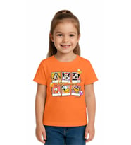 Unisex Disney Baskılı Çocuk Tişört pamuklu penye kumaş (Oranje)