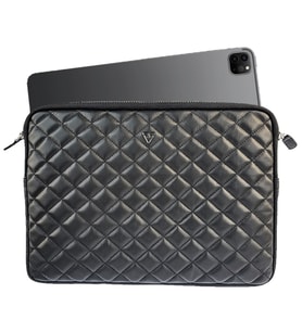 RİCH SMİTH ® GERÇEK DERİ 13" LAPTOP VE A4 EVRAK EL ÇANTASI CLUTCH / 6218 SİYAH (KARE KUZU)