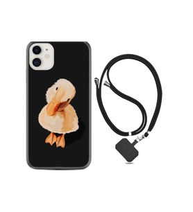 Iphone 13 Uyumlu Kılıf Silikon Desen Boyun Askılı Üzgün Ördek 1685