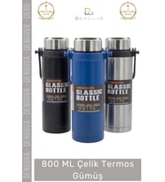 #Termos Paslanmaz Isı Muhafazalı Vakumlu Sızdırmaz Outdoor Kamp 800 ML Çelik Termos Gümüş
