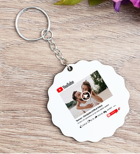 Kişiye Özel Youtube Tasarım Fotoğraflı Çiçek Anahtarlık