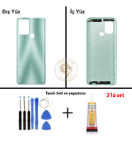 Infinix Hot 10T Yeşil Uyumlu Arka Kapak + Yapıştırıcı ve Vida Seti Arka Cam Batarya Pil Kapağı