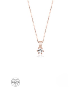 SWAROVSKİ TAŞLI  ZİRCONİA YUVARLAK TEK TAŞ PIRLANTA MONTÜR  925 AYAR GÜMÜŞ KOLYE