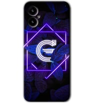 Omix X3 Kılıf HD Desen Baskılı Arka Kapak - Dark Neon Yaprak G Harfi