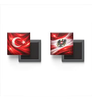 Buzdolap Magnetleri - Avusturya Bayrağı ve Türk Bayrağı - 2'li Set Magneti