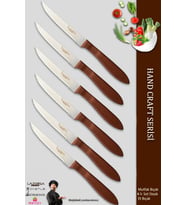 Lazbisa Hand Caft Serisi Steak Mutfak Bıçak Seti 6'lı Steak Et Yemek Bıçağı (MFT-2344)