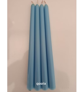qosrix 4'lü Açık Mavi Şamdan Soya Mumu 1. Kalite Soya Doğal Pudra Kokulu Uzun Çubuk Konik Mum Dekoratif