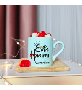 Evin Hanımı Tasarımlı Kişiye Özel Yeşil Türk Kahvesi Fincanı
