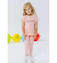 Breeze Kız Çocuk Taytlı Takım Yazı Baskılı 1.5-5 Yaş, Somon