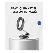 Mey İthalat® Manyetik Katlanabilir Araç Telefon Tutucu – MagSafe Uyumlu, 360° Ayarlanabilir, Güçlü M