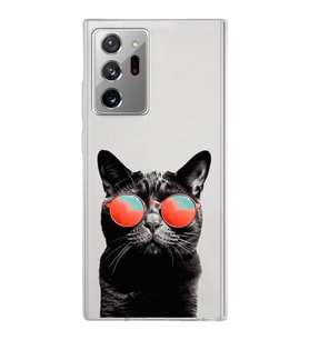 PrintiFy Samsung Galaxy Note 20 Ultra ile Uyumlu 1mm Slim Fit Kedi 3 050d Baskılı Şeffaf  Kılıf