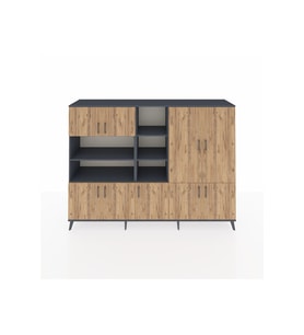 Hyperion Dolap 14 Raflı 9 Kapaklı 220x44x163 Antrasit-Çam/Antrasit
