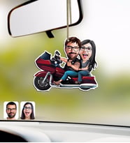 BK Gift Kişiye Özel Sevgililer Karikatürlü Ahşap Araba Dikiz Ayna Süsü-103