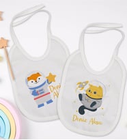 BK Kids Kişiye Özel Sevimli Astronot Tasarımlı 2’li Beyaz Mama Önlüğü-1