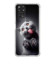 PrintiFy Xiaomi Redmi Note 11 Pro Uyumlu Kedi 2 Baskılı Şeffaf Köşe Korumalı Antişok Kılıf