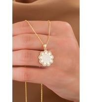 925 Ayar Gümüş Ayetel Kürsî Çiçek Kolye – Zirkon Taşlı – 45 cm Zincir