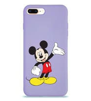 Apple iPhone 7 Plus Uyumlu Lansman Kılıf Mickey Mouse Tasarımlı Altı Kapalı İçi Kadife Kaplı  Kapak (Şeffaf)