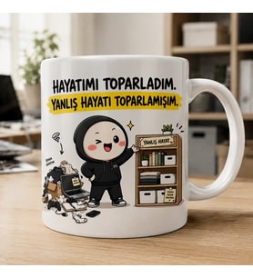 Hayatımı Toparladım Yanlış Hayatı Toparlamışım Yazılı Komik Kupa