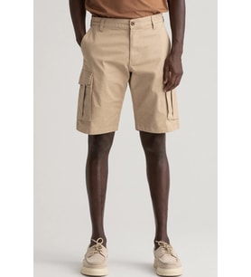GANT Men's Relaxed Twill Cargo Bermuda Shorts Erkek Rahat Kesim Dokuma Kargo Şort Bej