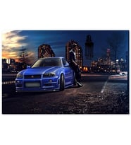 Cakatablo Hızlı ve Öfkeli Paul Walker Mavi Nissan MDF Tablo