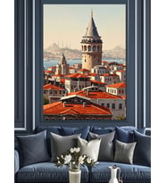 İstanbul Galata Kulesi Manzara Dekoratif Kanvas - Mdf Ahşap Tablo