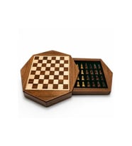 Kişiye Özel Mıknatıslı Ahşap Satranç Takımı Çekmeceli Saklama Kutulu - 16x16cm