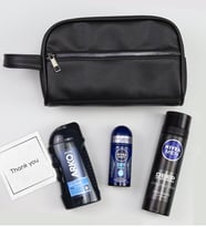 Siyah Suni Deri Erkek El Çantası & Erkek Roll-on Deodorant & Arko Men Tıraş Kolonyası & Nivea Men Tıraş Köpüğü Hediye Seti