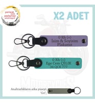 Motosiklet Severlere, İsim Plaka ve 0 Rh (+) Kan Grubu, Acil Durum x2 Anahtarlığı, Mor-K Turkuaz-Gr (Çok Renkli)