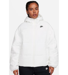 Nike Therma Fit Loose Fit Classic Buffer Bol Kesim Kapüşonlu Kadın Şişme Mont Beyaz