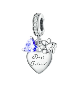 Mavi Patili Dost Charm  925 Ayar Gümüş