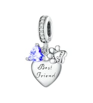 Mavi Patili Dost Charm  925 Ayar Gümüş
