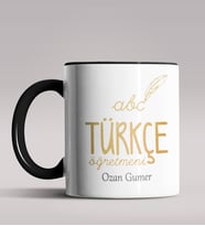 Kişiye Özel Türkçe Öğretmeni Tasarımlı Siyah Renk Kupa Bardak 3 (Siyah)