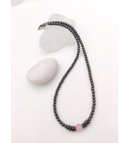STONEAGE Pembe Kuvars ve Hematit Taşlı Şifa Kolyesi