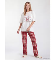 LCW Young Kırmızı Bisiklet Yaka Baskılı Kadın Pijama Takımı