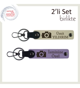 Objektiften Yansıyan Duygu, Kamera Temalı, İsme Yazılabilir Anahtarlık Hediyesi, S Kahve-Mor Menekşe