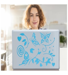 DEFTER STİCKER,LAPTOP STİCKER  MAVİ KELEBEKLİ PVC 48X33X0,5CM