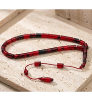 BlackCraft Kehribar Kırmızı-Siyah Kesme Model Tespih