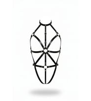 Mulvxbrf Brf02 Siyah Body Harness Deri Boyunluklu Tam Vücut Aksesuarı - Brf243 (Mulvix)