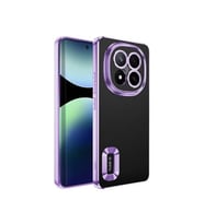 Coverzone Xiaomi Redmi Note 14 Pro 5G ile uyumlu K?l?f Kamera Korumal? Logo G�steren Parlak renk kenar �izgileri ile ??k bir tasar?m Colored Z-Omega Kapak Lila