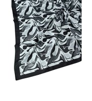 Vav İpek Kadın Micro Twill Sport Desenli Eşarp (Siyah - Beyaz)