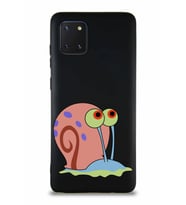 Samsung Galaxy A81 Soft Premier Kapak Salyangoz Gary Tasarımlı Silikon Kılıf - Siyah (Şeffaf)