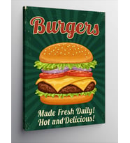 Kanvas Tablo Retro Burger Afişi