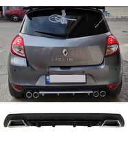 Renault Clio 3 HB Siyah Difüzör Çiftli Kare Egzoz Görünümlü D Tip Difizör