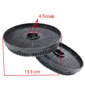 Teka Uyumlu Aspiratör Karbon Filtresi 15,5cm / 155mm - 4 Tırnaklı