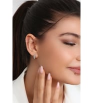 Kadın 925 Ayar Gümüş Zirkon Taşlı Küpe (Rodyum)
